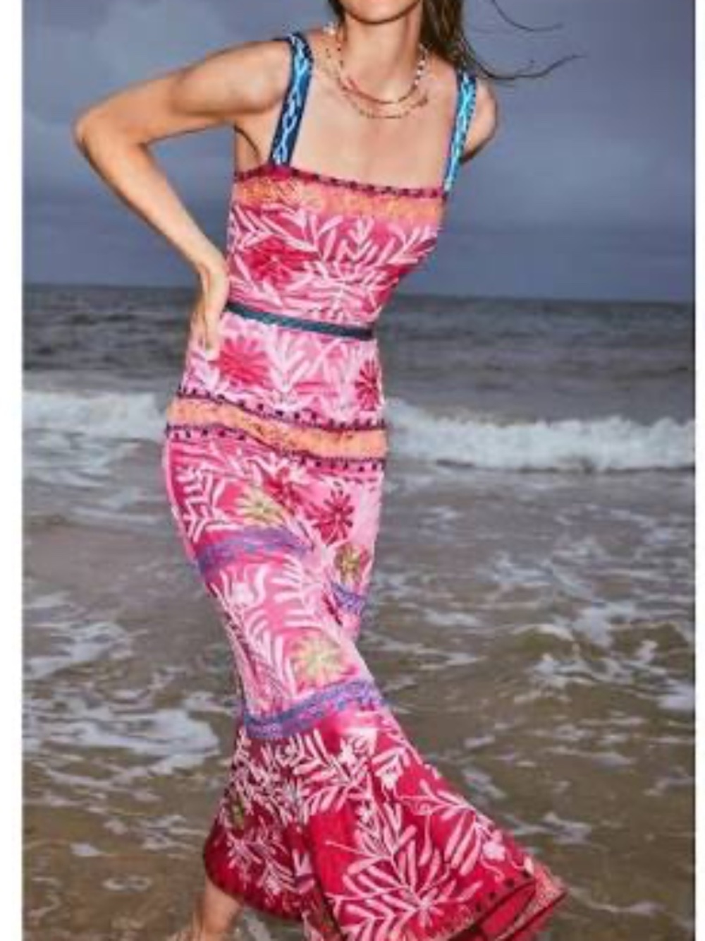 Alexis Alora Pink Embroidered Midi Dress Size XS